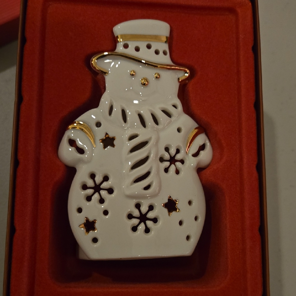 Lenox White and Gold Snowman Ornament